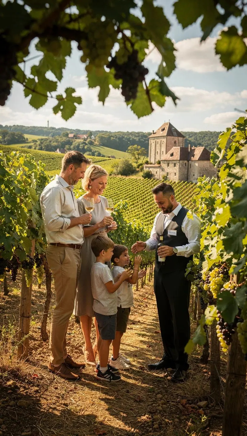 Eine entspannte Familie genießt ein Picknick im Grünen des Englischen Gartens in München an einem sonnigen Tag.